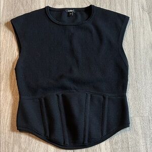 Express Black Ribbed Sleeveless Top (Stretch))